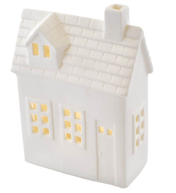Keramický domek LED svítící, 1 LED, teplá bílá, 13 × 17,9 × 6,5 cm Anděl Přerov s.r.o.