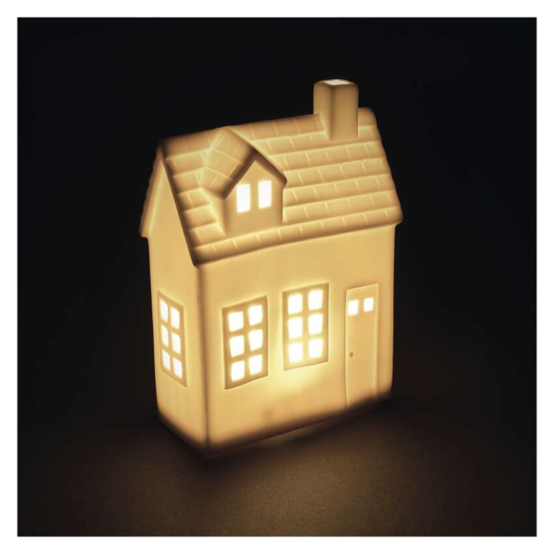 Keramický domek LED svítící, 1 LED, teplá bílá, 13 × 17,9 × 6,5 cm Anděl Přerov s.r.o.