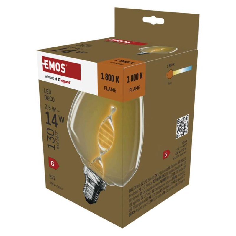 EMOS LED žárovka DECO S123 / E27 / 3,5 W (14 W) / 130 lm / flame 1525813200