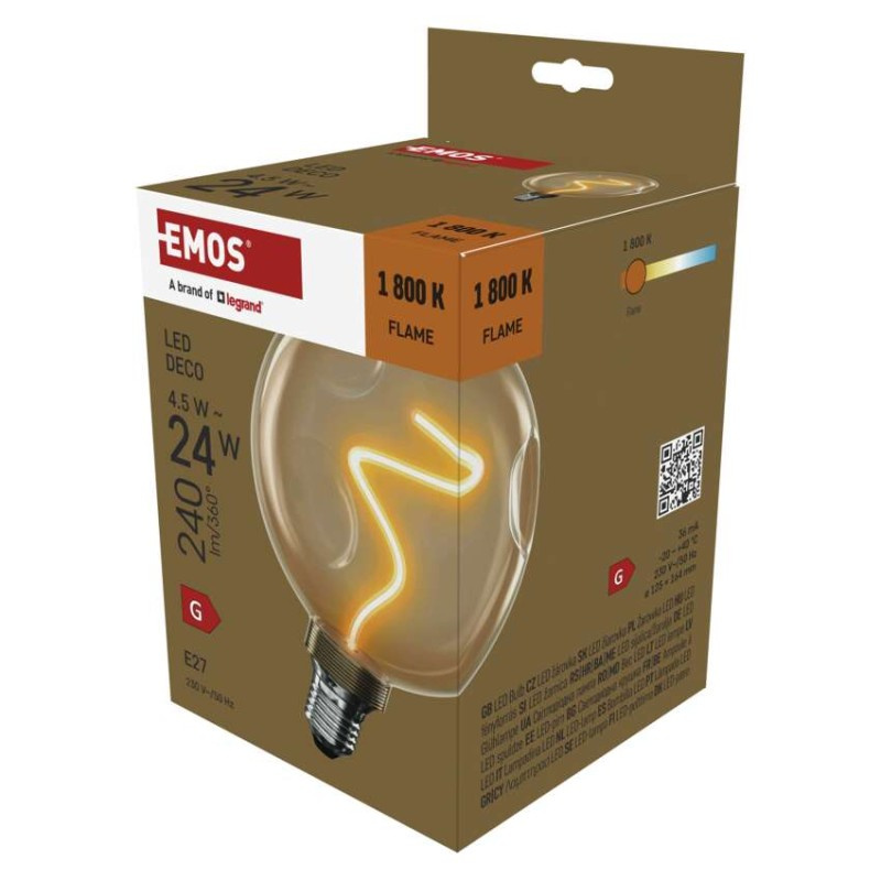 EMOS LED žárovka DECO CG125A / E27 / 4,5 W (24 W) / 240 lm / flame 1525813201