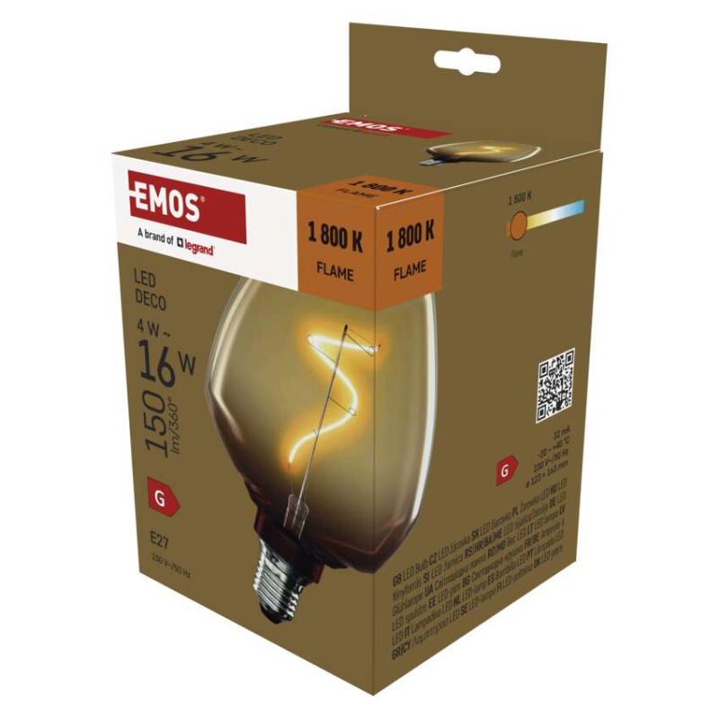EMOS LED žárovka DECO S123 / E27 / 4 W (16 W) / 150 lm / flame 1525813205