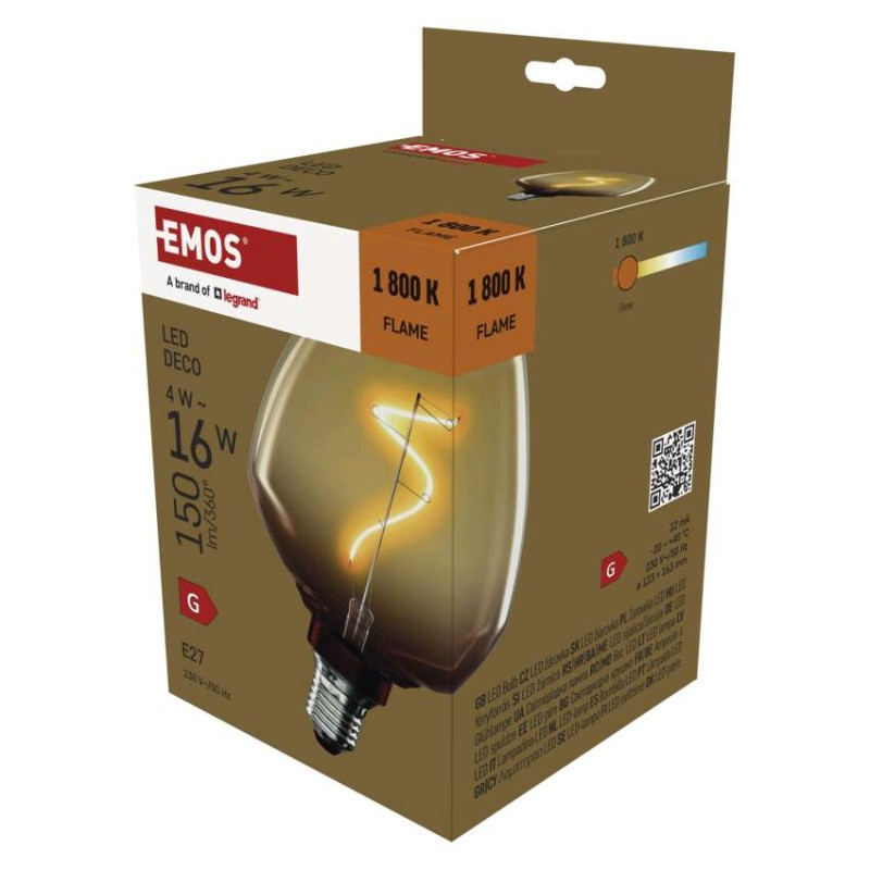 EMOS LED žárovka DECO S123 / E27 / 4 W (16 W) / 150 lm / flame 1525813205