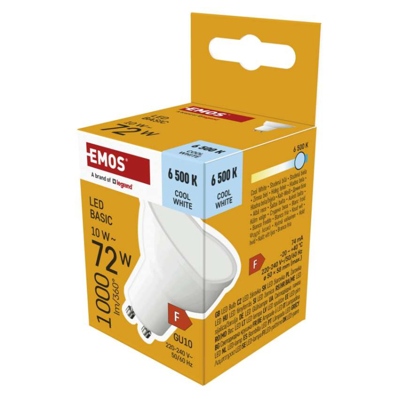 EMOS ZL8F54 LED BASIC MR16 10W(72W) 1000lm GU10 CW