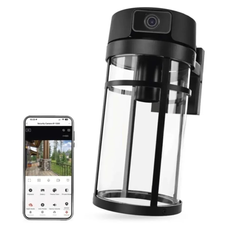 EMOS GoSmart Venkovní otočná kamera IP-1300 LANTERN s WiFi a světlem, černá