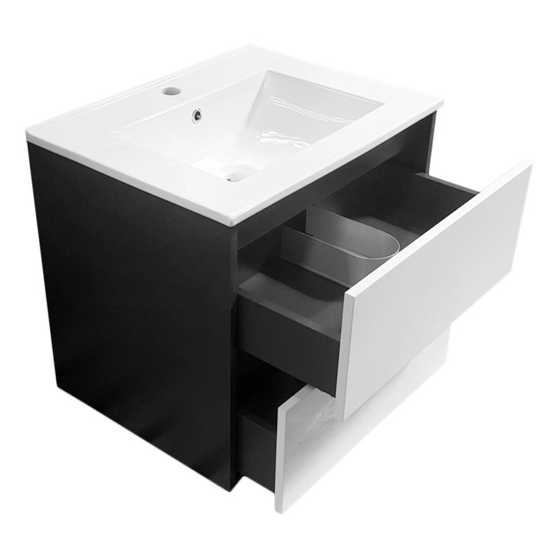 A-Interiéry Koupelnová skříňka s keramickým umyvadlem Nicolas 60, bílá/grafit