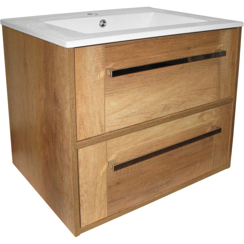 A-Interiéry Koupelnová skříňka s keramickým umyvadlem Valmont 60, dub country