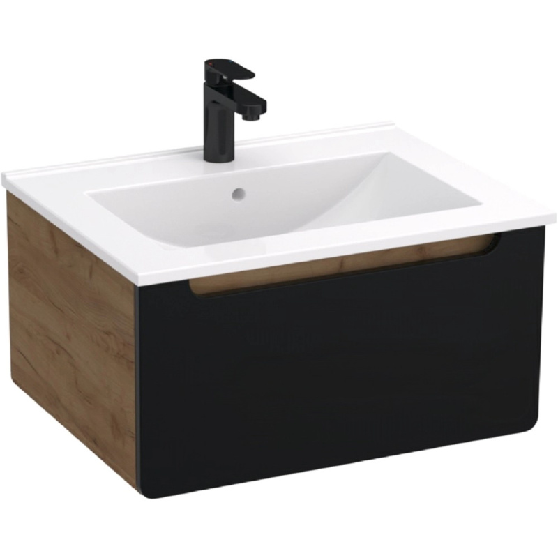 A-Interiéry Koupelnová skříňka Luna CD 60-1Z s keramickým umyvadlem 60 cm, černá