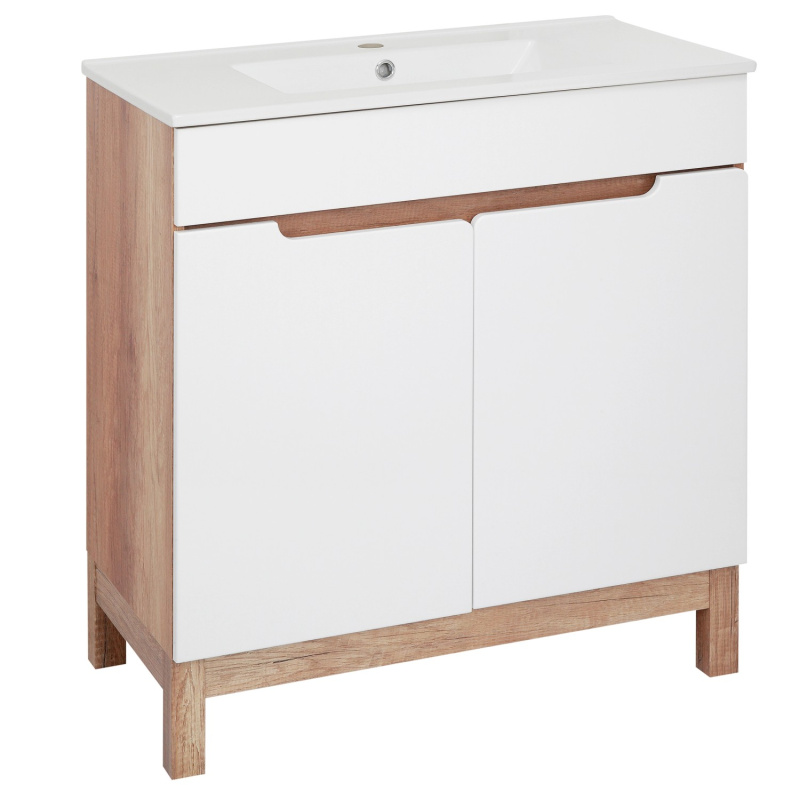 A-Interiéry Skříňka Dorian 80-2D s keramickým umyvadlem, 85,3 x 81,5 x 47 cm