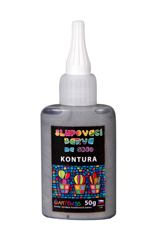 Kontura na sklo, slupovací - tmavé stříbro, 50 g