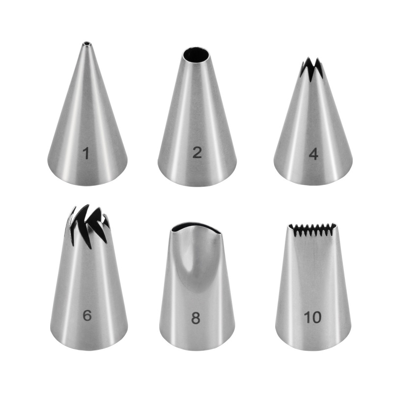 Zdobicí trysky DELÍCIA, 6 ks, nerezové