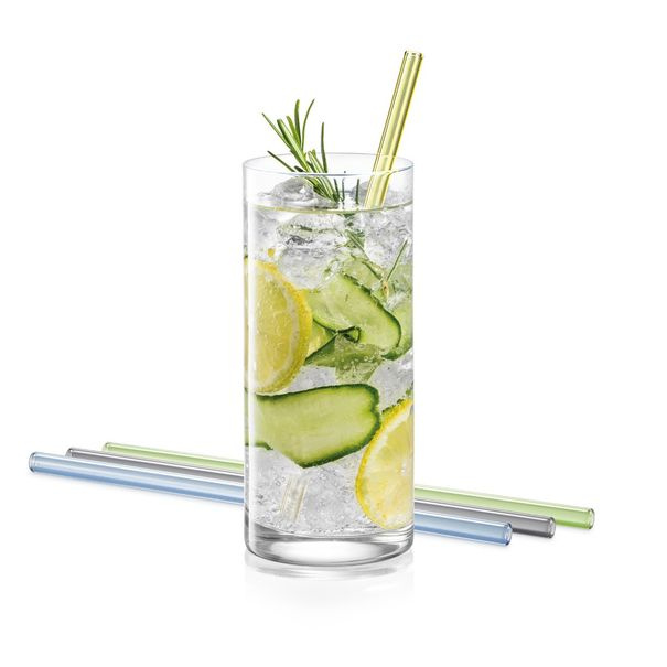 Skleněné slámky myDRINK, 4 ks, s čisticím kartáčkem