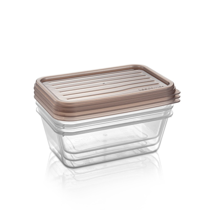 Dózy s víkem 4FOOD 1,0 l, 3 ks