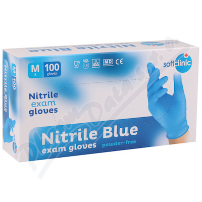 SOFTCLINIC Nitrilové rukavice vyšetřovací nepudrované modré M 100 ks