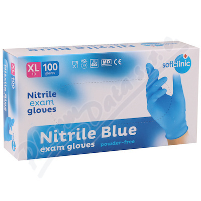 SOFTCLINIC Nitrilové rukavice vyšetřovací nepudrované modré XL 100 ks