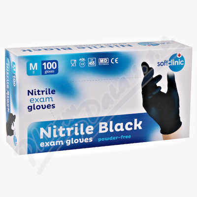 SOFTCLINIC Nitrilové rukavice vyšetřovací nepudrované černé M 100 ks