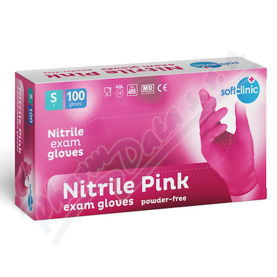 SOFTCLINIC Nitrilové rukavice vyšetřovací nepudrované růžové S 100 ks