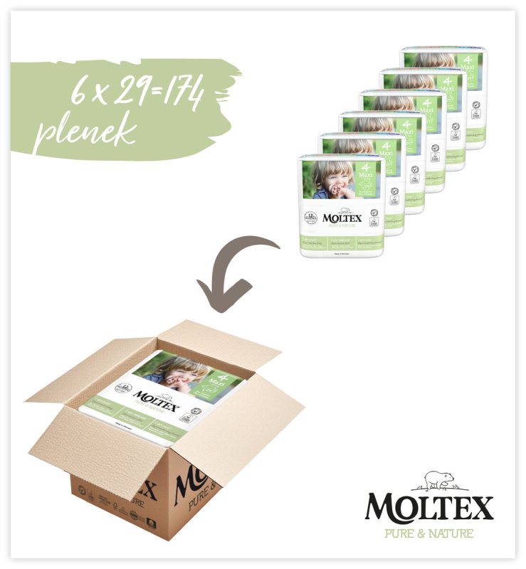 Plenky Moltex Pure & Nature Maxi 7-14 kg - ekonomické balení (6 x 29 ks)