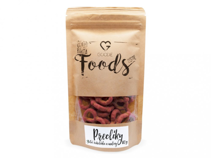 Goodie Preclíky v bílé čokoládě s malinami 80 g