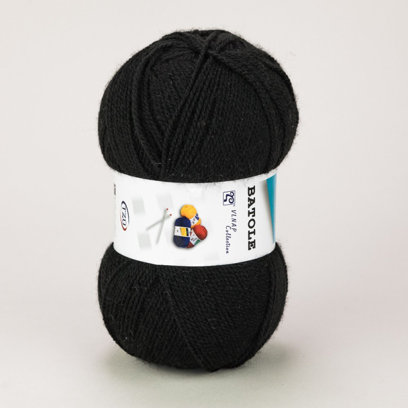 Pletací příze Vlnap BATOLE 59005 černá, klasická, 100g/416m