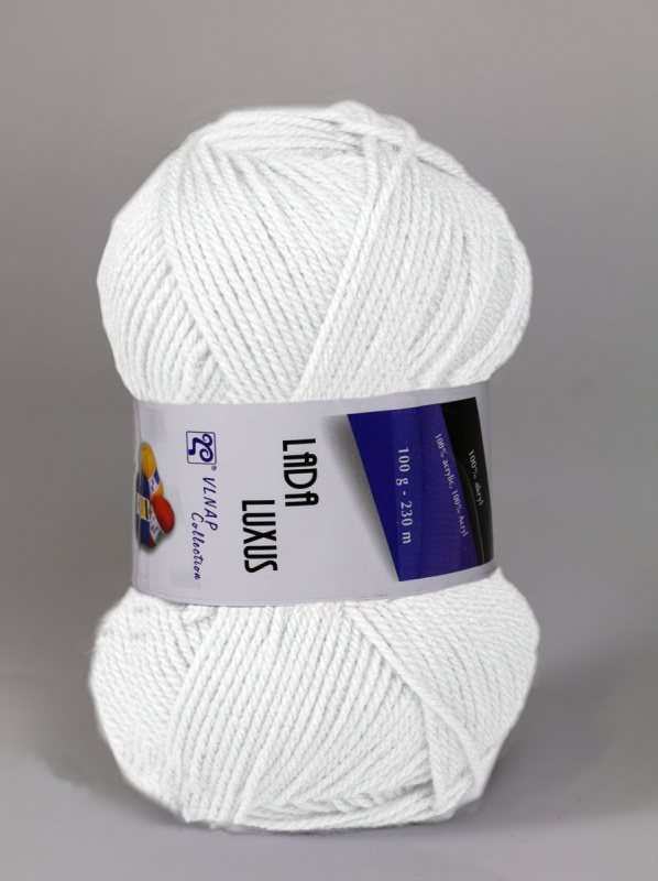 Pletací příze Vlnap LADA LUXUS 57076 bílá, klasická, 100g/230m