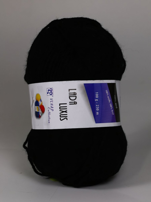 Pletací příze Vlnap LADA LUXUS 59005 černá, klasická, 100g/230m
