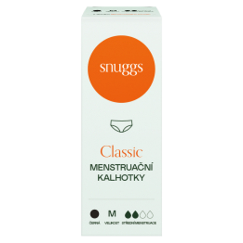 Snuggs Period Underwear Classic: Medium Flow Black látkové menstruační kalhotky pro střední menstruaci velikost M 1 ks