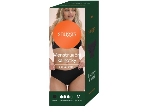 Snuggs Period Underwear Classic: Heavy Flow Black látkové menstruační kalhotky pro silnou menstruaci velikost M 1 ks