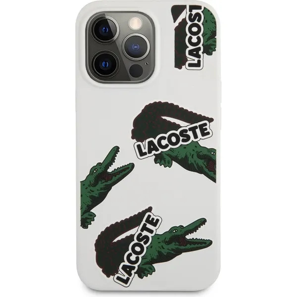 Lacoste Liquid Silicone Allover Pattern Kryt pro iPhone 13 Pro Bílá