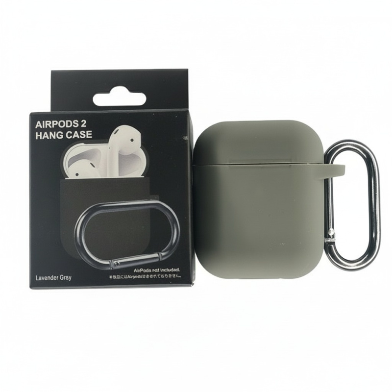 Silikonový obal s poutkem pro Airpods 1/2 - Levandulově šedá