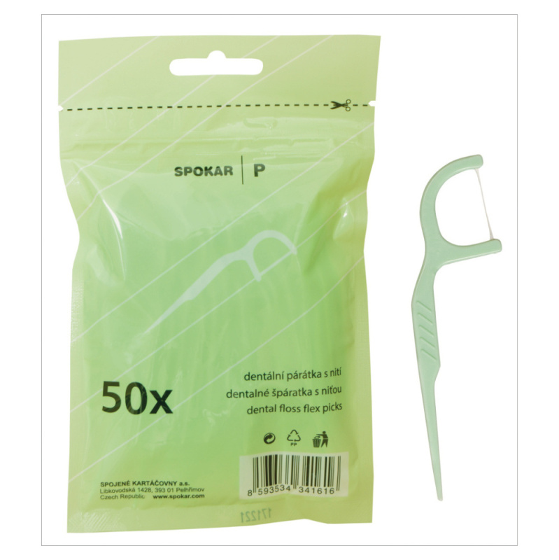 Spokar Dental Care dentální párátka s nití 50 ks