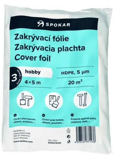 Spokar Zakrývací fólie HDPE Hobby 4 x 5 m, 5 um, 3 ks
