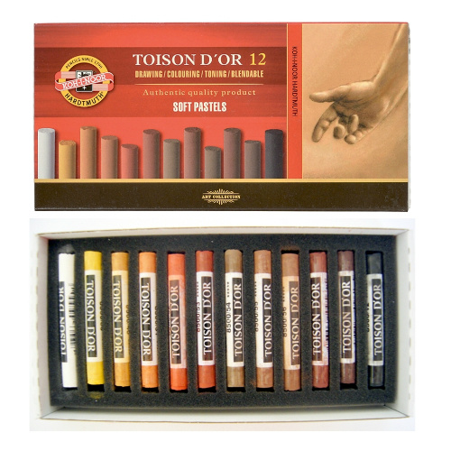 Pastely umělecké prašné sada - hnědé odstíny, 12ks