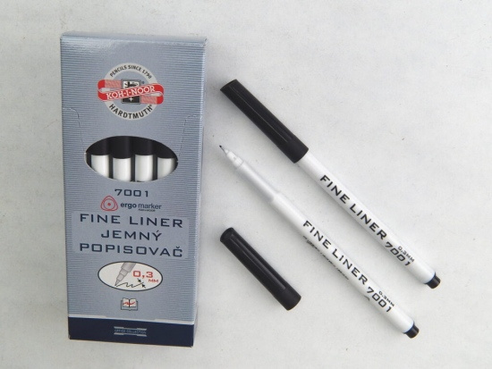 popisovač 7001 fine liner černý trojhranný KOH-I-NOOR