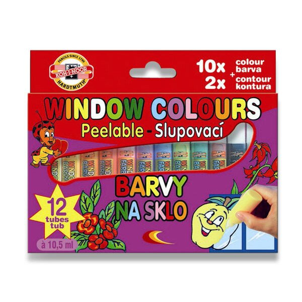 Barvy na sklo Koh-i-noor 9739 10 barev a 2 kontury
