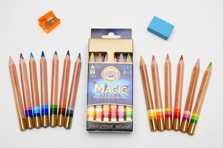 Koh-i-noor sada trojbokých pastelek Magic 3404 N 12 + 1 ks FSC certifikát