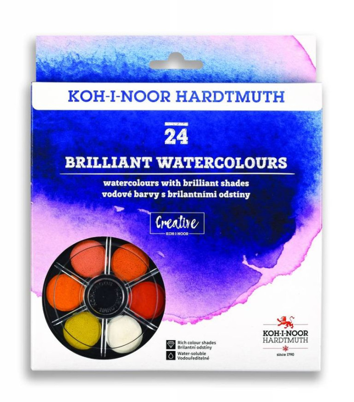 Koh-i-noor vodové barvy/vodovky BRILLIANT kulaté 24 barev KOH-I-NOOR HARDTMUTH Trade a.s.