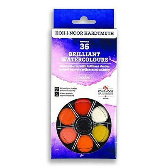 Koh-i-noor vodové barvy/vodovky BRILLIANT kulaté 36 barev KOH-I-NOOR HARDTMUTH Trade a.s.