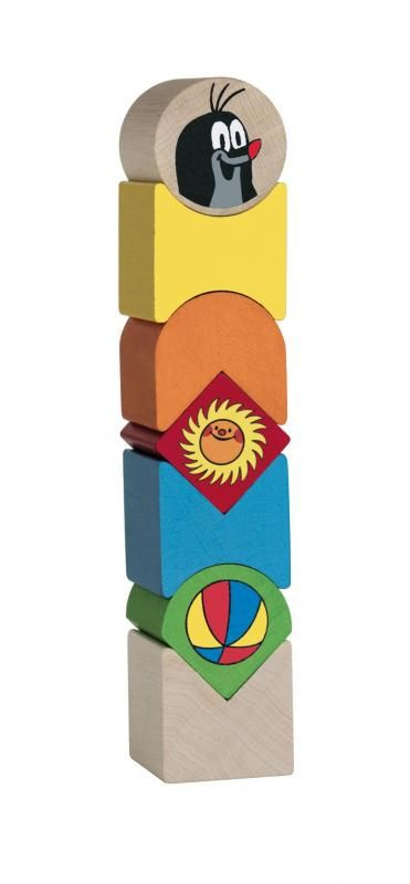 Pyramida Krtek skládačka dřevo v krabičce 7x18x7cm 12m+