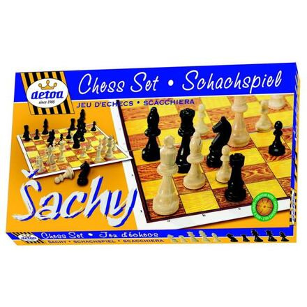 Šachy dřevěné figurky společenská hra v krabici 37x22x4cm