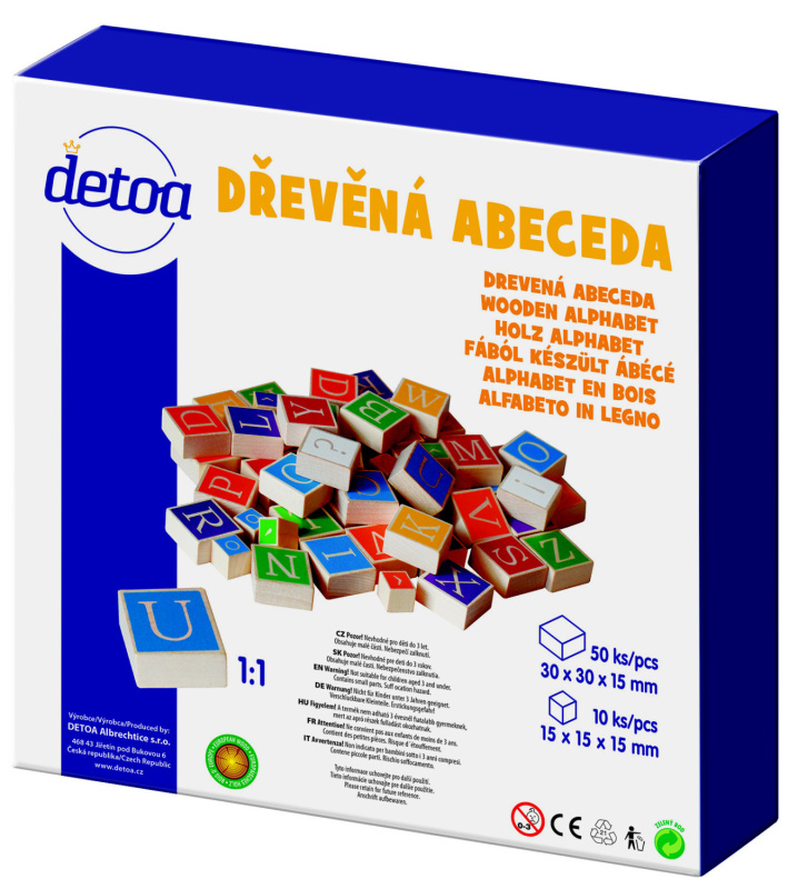 Detoa dřevěná abeceda v krabici 23x23x5cm