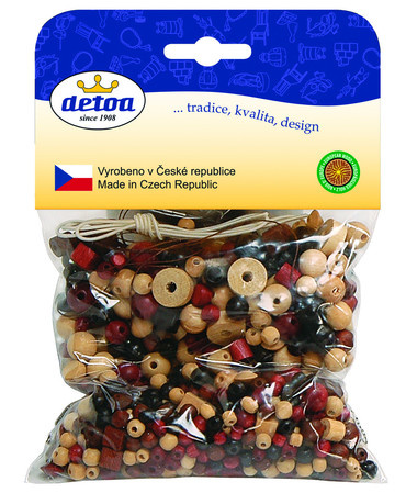 Detoa Mix dřevěných perlí 100g hnědo-přírodní