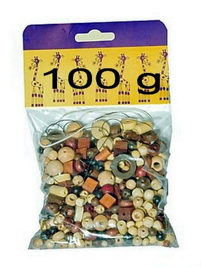 Detoa Mix dřevěných perlí 100g hnědo-přírodní