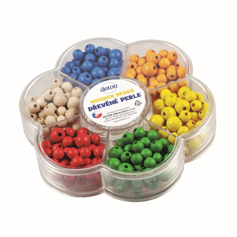 Detoa Dřevěné perličky v kytičce barevné