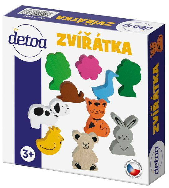 Sada dřevěných zvířátek v krabičce