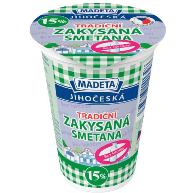 Madeta Jihočeská zakysaná smetana 15% bezlaktózová