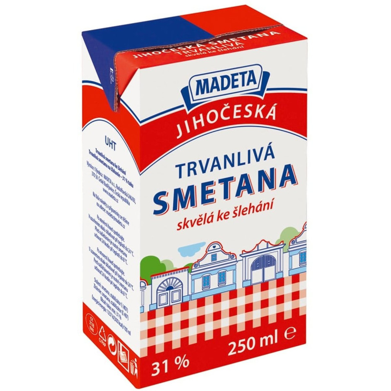 Madeta Jihočeská smetana ke šlehání trvanlivá 31%