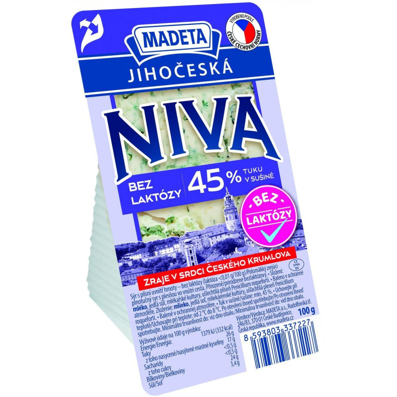 Madeta Jihočeská niva bez laktózy 45%