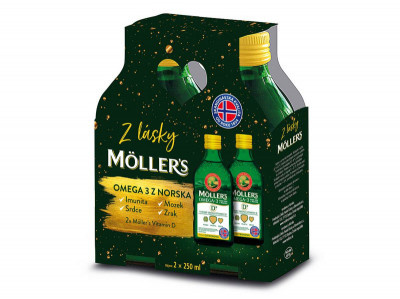 MÖLLER´S Omega 3 D+ s citronovou příchutí DÁRKOVÉ balení 2 x 250 ml