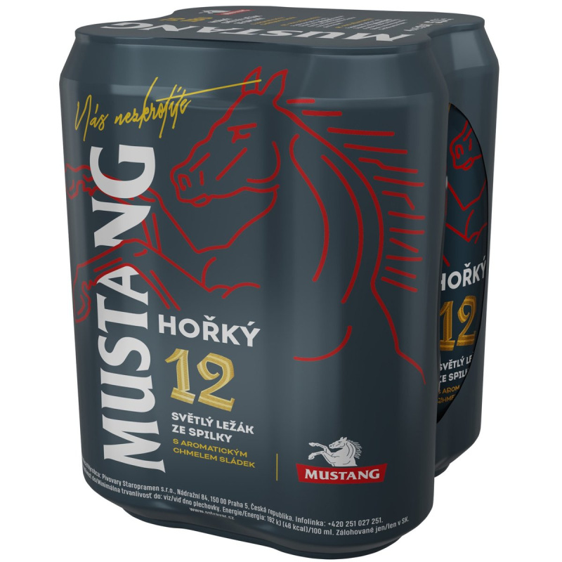 Mustang Hořký 4×0,5 l plech