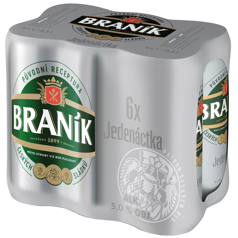 Braník Jedenáctka pivo ležák světlý 6×0,5 l plech